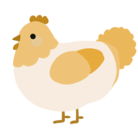 A cream and honey chicken with a head pattern