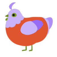 A vermilion and lilac chicken with a head pattern