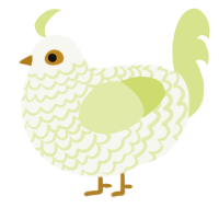 A white and lemon chicken with a lace pattern