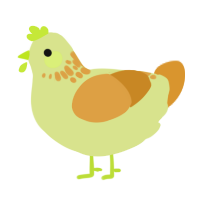 A lemon and orange chicken with a neck-speckle pattern