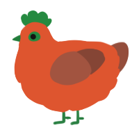 A vermilion and russet chicken