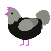 A black and ash chicken with a head pattern