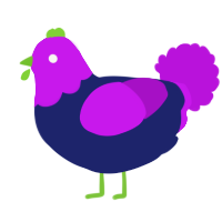 A navy and amethyst chicken with a head pattern