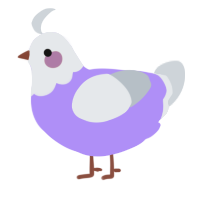 A lilac and mist chicken with a head pattern