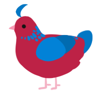 A crimson and sapphire chicken with a neck-speckle pattern