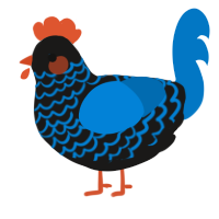 A sable and sapphire chicken with a lace pattern