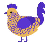 A honey and indigo chicken with a lace pattern