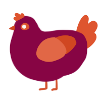 A maroon and vermilion chicken