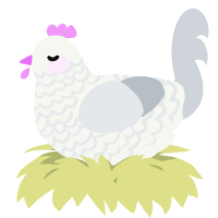 A white and mist chicken with a lace pattern