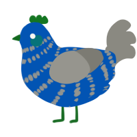 (unnamed), a ultramarine and ash chicken with a bar pattern