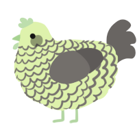 A apple and grey chicken with a lace pattern
