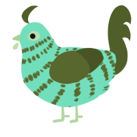 A mint and olive chicken with a bar pattern