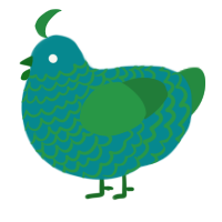 A teal and viridian chicken with a lace pattern