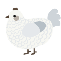 A white and mist chicken with a lace pattern
