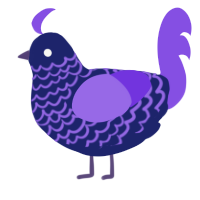 A navy and blurple chicken with a lace pattern