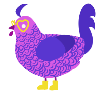 A orchid and indigo chicken with a double-lace pattern