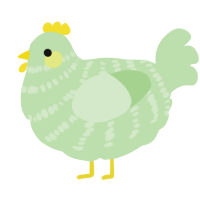 A gluppy chicken with a bar pattern