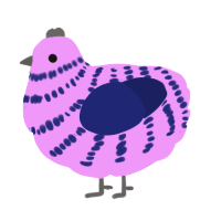 A lavender and navy chicken with a bar pattern