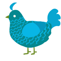 A teal and cerulean chicken with a lace pattern
