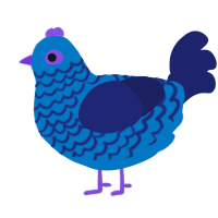 A sapphire and navy chicken with a lace pattern