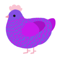 A blurple and amethyst chicken with a lace pattern