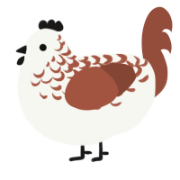 A white and russet chicken with a half-lace pattern