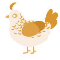 A cream and orange chicken with a half-lace pattern