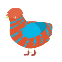 christmas stocking, a vermilion and cerulean chicken with a bar pattern