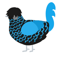 A sable and sky chicken with a lace pattern