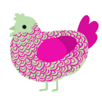 A gluppy and fuchsia chicken with a double-lace pattern