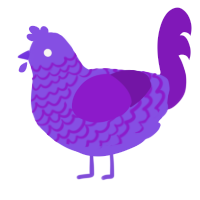 A blurple and violet chicken with a lace pattern