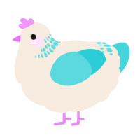 A cream and aqua chicken with a neck-band pattern