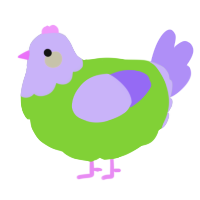 A grass and lilac chicken with a head pattern