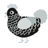 A sable and silver chicken with a lace pattern