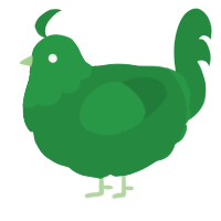 A viridian chicken with a head pattern