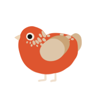 Macchiato, a vermilion and beige chicken with a neck-speckle pattern