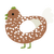A brown and white chicken with a speckle pattern