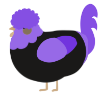 A sable and blurple chicken with a head pattern