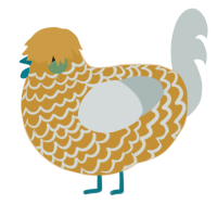 A gold and silver chicken with a lace pattern