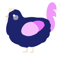 A navy and lavender chicken