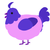 A lavender and indigo chicken with a head pattern