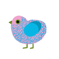 (unnamed), a pink and cerulean chicken with a double-lace pattern