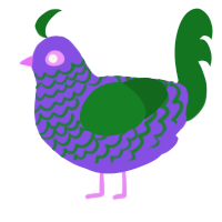 A blurple and leaf chicken with a lace pattern