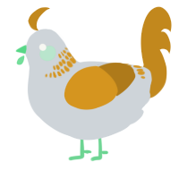 A mist and ochre chicken with a neck-band pattern