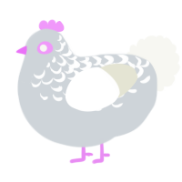 A mist and white chicken with a half-lace pattern