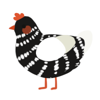A sable and white chicken with a bar pattern