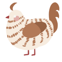 A cream and brown chicken with a bar pattern