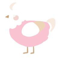 A rose and cream chicken with a head pattern