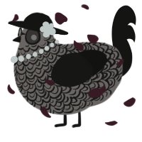 A grey and black chicken with a double-lace pattern