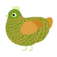 A chartreuse and orange chicken with a lace pattern